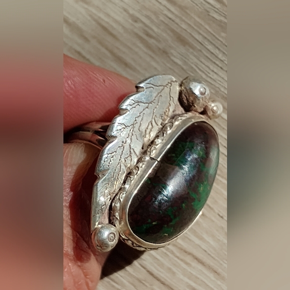 Old Natural Turquoise Ring Navajo Sterling Silver Handcrafted Sz 6.75 - Picture 15 of 15